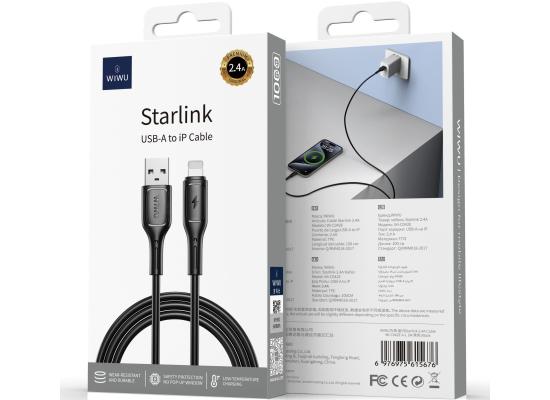 WiWU Wi-C042E A-L 2.4A Charging Cable USB - A to Lightning Data Transfer Cable 1M - Black